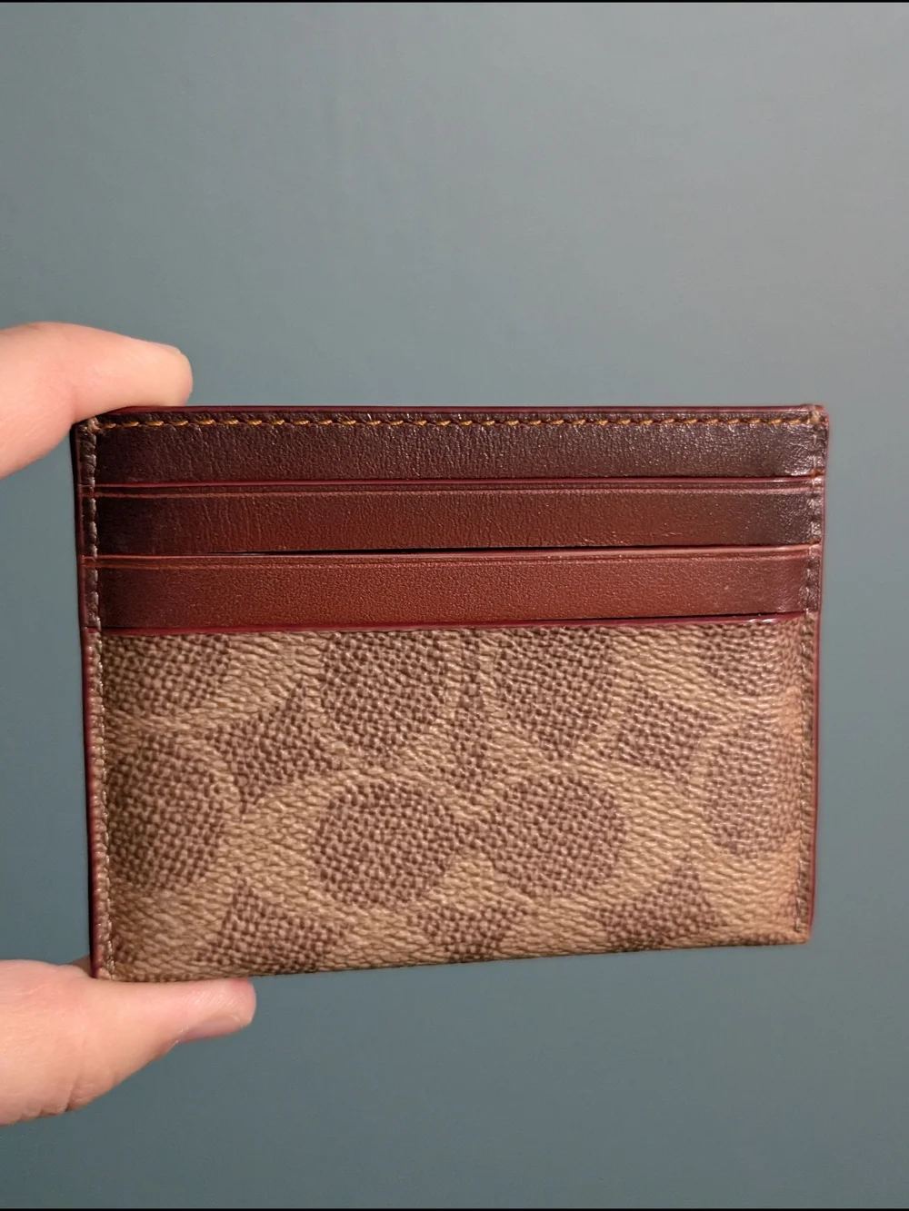 Coach Signature Canvas and Leather Card Case
